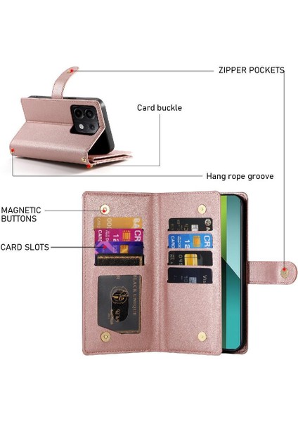 Xiaomi Redmi Not Için Flip Case 13 Pro 5g Crossbody Kayış Çok Fonksiyonlu (Yurt Dışından)