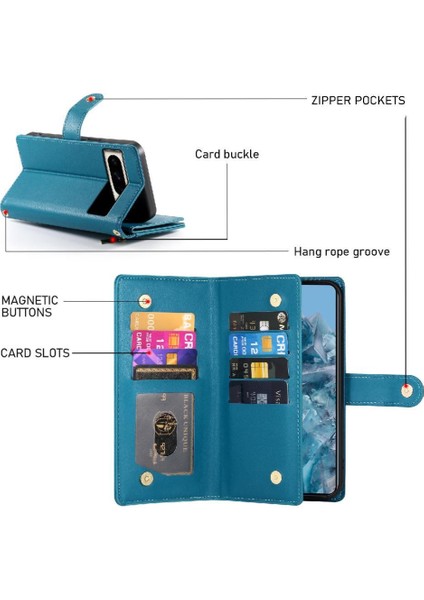 Google Piksel 8 Pro Iş Cüzdan Çok Fonksiyonlu Kayış Için Flip Case (Yurt Dışından) modelleri