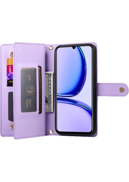 Realme C53 Çok Fonksiyonlu Crossbody Kayış Standı Cüzdan Için Flip Case (Yurt Dışından)