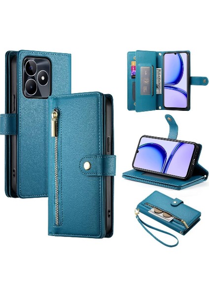 Realme C53 Çok Fonksiyonlu Crossbody Kayış Standı Cüzdan Için Flip Case (Yurt Dışından)