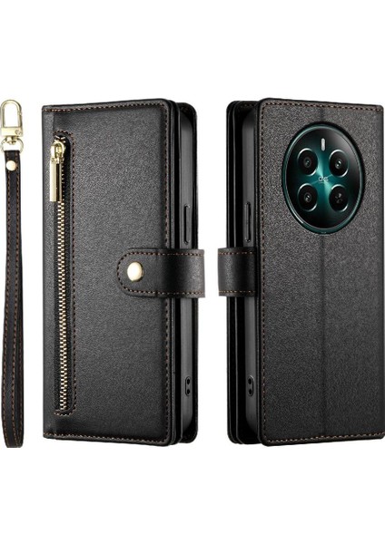 Realme 12 Artı Crossbody Kayış Standı Çok Fonksiyonlu Cüzdan Için Flip Case (Yurt Dışından)