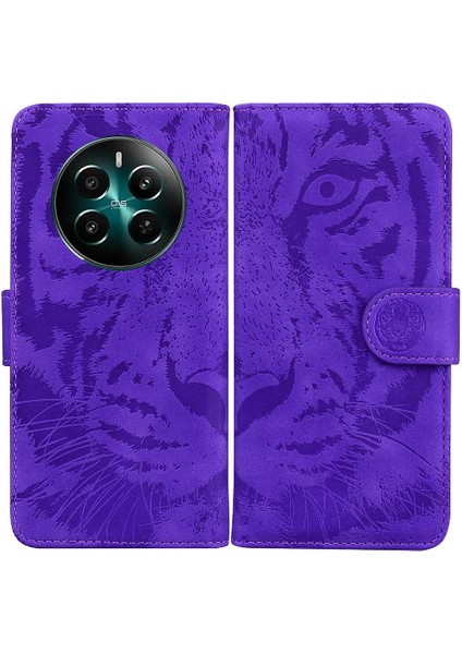 Realme 12 Artı Deri Cüzdan Kickstand Koruyucu Kabartmalı Için Flip Case (Yurt Dışından)