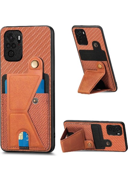 Xiaomi Redmi Not 10 Için Kılıf 4g Standı Fonksiyonu Cardholder Manyetik Tasarım (Yurt Dışından)