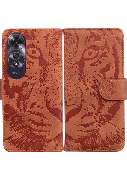 Oppo A60 4g Deri Cüzdan Kabartmalı Sevimli Kaplan Kickstand Için Flip Case (Yurt Dışından)