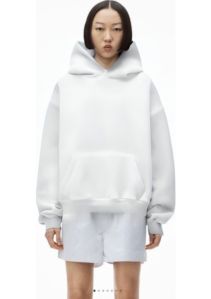 Kadın 3 Iplik Kanguru Cep Şardonlu Içi Pamuklu Casual Oversize Okul Sweatshirt