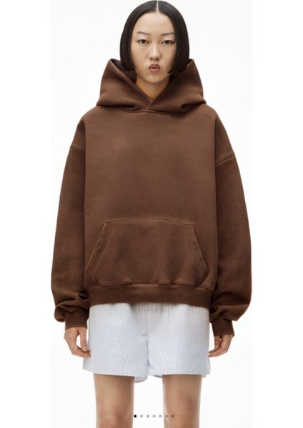 Kadın 3 Iplik Kanguru Cep Şardonlu Içi Pamuklu Casual Oversize Okul Sweatshirt