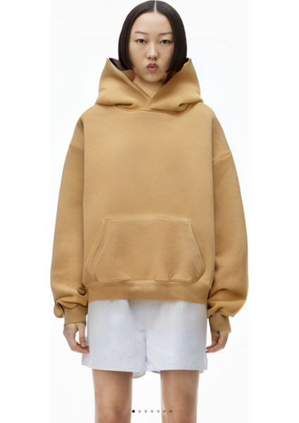 Kadın 3 Iplik Kanguru Cep Şardonlu Içi Pamuklu Casual Oversize Okul Sweatshirt