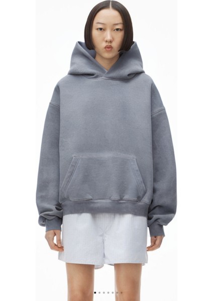 Kadın 3 Iplik Kanguru Cep Şardonlu Içi Pamuklu Casual Oversize Okul Sweatshirt