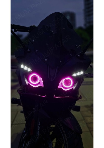 Bajaj Pulsar RS200 2015 -2024 Model Uyumlu Angel Neon LED Halka Tak Çalıştır Pembe Renk