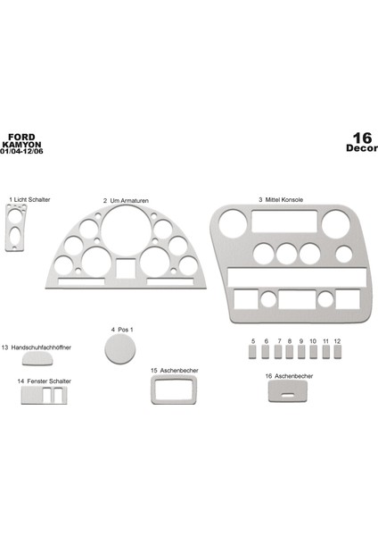Marscockpitdesign Ford Cargo Konsol-Maun Kaplama 2004-2008 16 Parça