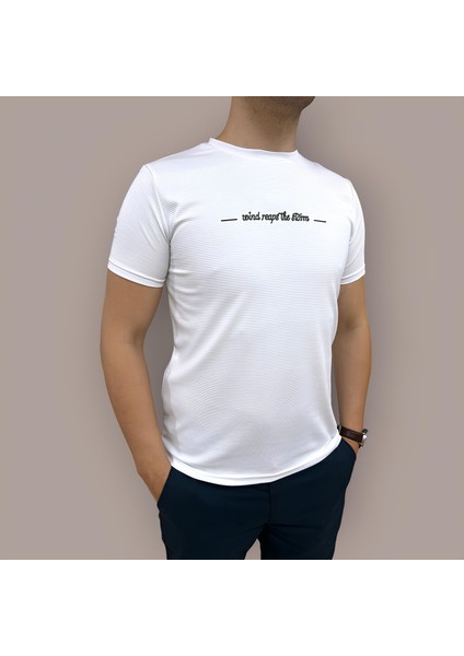 Erkek Slim Fit Enjeksiyon Baskılı Pamuklu T-Shirt