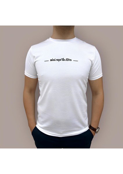 Erkek Slim Fit Enjeksiyon Baskılı Pamuklu T-Shirt