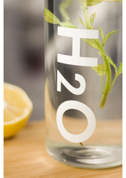 H2O Borosilikat Cam Matara Vakum Kapaklı 1 Litre Su Şişesi Suluk
