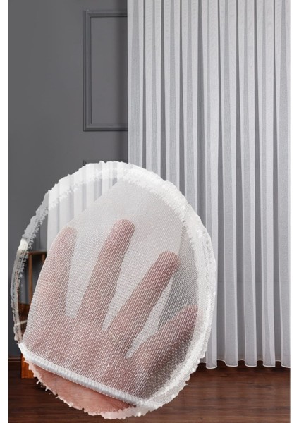 Rech Home Taç Ince Örme Çelik Tül Perde Ekstra Gramajlı Dökümlü 1X3SIK Pile - Kırışmaz Ütü Gerektirmez