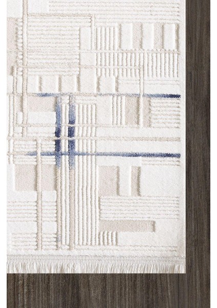 Samoa 02378A Krem Mavi Çizgi Desenli Halı fiyatları