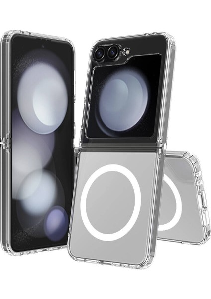 Samsung Galaxy Z Flip 6 Kılıf Ultra Korumalı Şeffaf Magsafeli Antishock Silikon