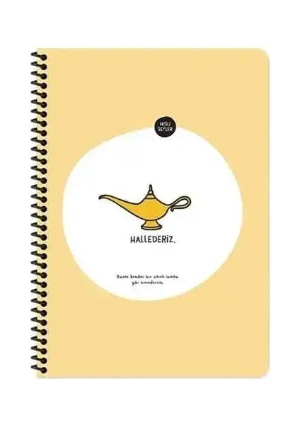 Hisli Şeyler Spiralli Hallederiz Karton Kapak 80 Yaprak C5 Çizgili Defter