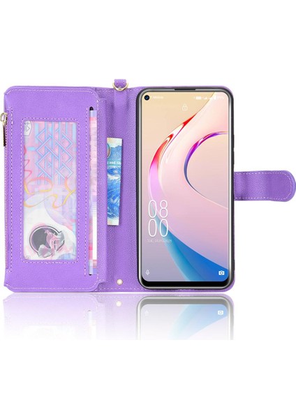 Oukitel C21 Pro Için Kılıf Deri Kapak Kart Tutucu Manyetik Pu Deri (Yurt Dışından)