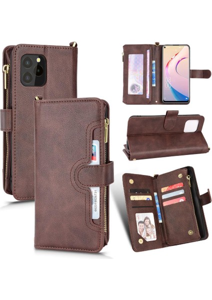 Oukitel C21 Pro Için Kılıf Deri Kapak Kart Tutucu Manyetik Pu Deri (Yurt Dışından)