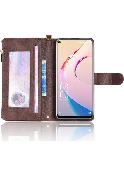 Oukitel C21 Pro Için Kılıf Deri Kapak Kart Tutucu Manyetik Pu Deri (Yurt Dışından)