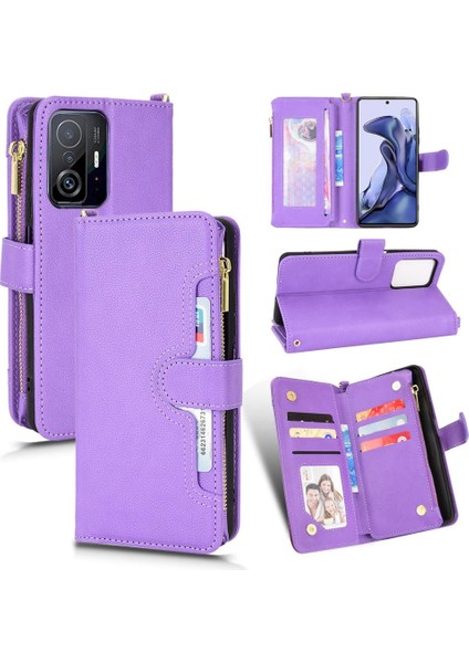 Xiaomi 11T/11T Pro 5g Fermuar Cüzdan Manyetik Pu Deri Flip Case (Yurt Dışından)