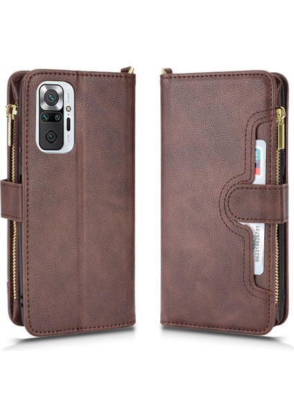 Xiaomi Redmi Not 10 Pro Kart Tutucu Manyetik Pu Deri Flip Case (Yurt Dışından)