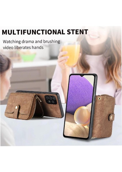 Samsung Galaxy A32 5g 7 Kart Yuvaları Için Kılıf Premium Deri Ayarlanabilir (Yurt Dışından)