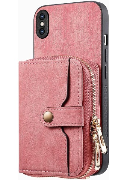 IPhone X/xs 7 Kart Yuvaları Için Kılıf Ayarlanabilir Kordon Standı Fermuar Kapatma (Yurt Dışından)