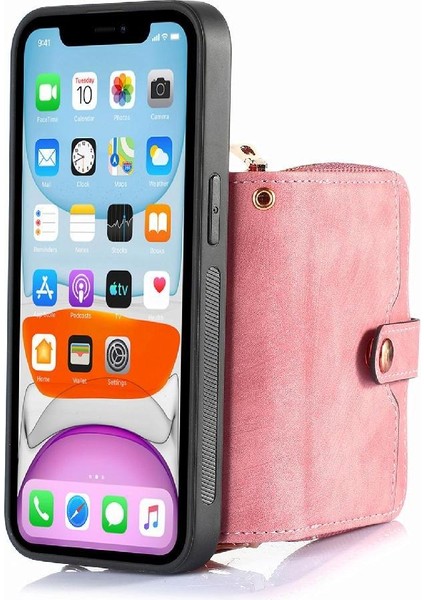 IPhone X/xs 7 Kart Yuvaları Için Kılıf Ayarlanabilir Kordon Standı Fermuar Kapatma (Yurt Dışından)