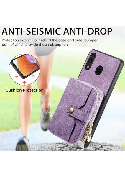 Samsung Galaxy A30/A20 Fermuar Kapatma 7 Kart Yuvaları Premium Standı (Yurt Dışından)