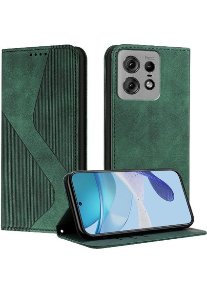 Motorola Moto Kenar 50 Pro Manyetik Cüzdan Kickstand Pu Deri Kılıf (Yurt Dışından)