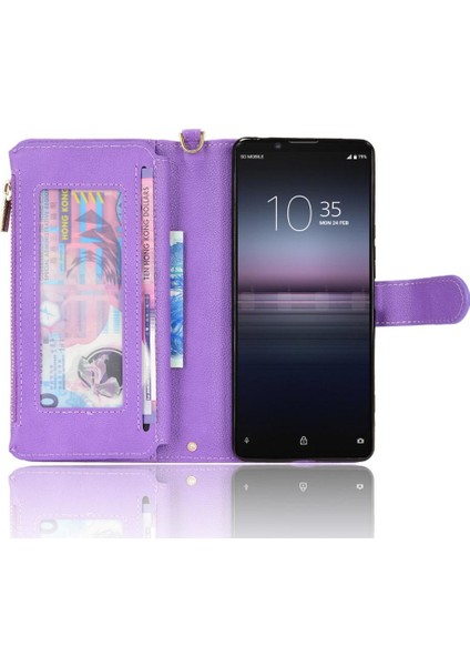 Sony Xperia 1 Xperia Için Kılıf Deri Kapak Manyetik Pu Deri Flip Fermuar (Yurt Dışından)