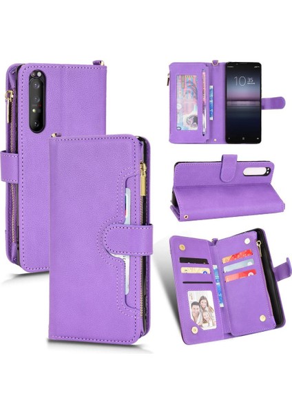 Sony Xperia 1 Xperia Için Kılıf Deri Kapak Manyetik Pu Deri Flip Fermuar (Yurt Dışından)