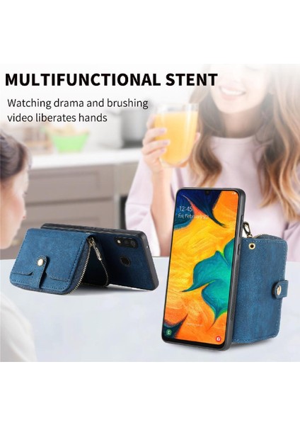 Samsung Galaxy A30/A20 Fermuar Kapatma 7 Kart Yuvaları Premium Standı (Yurt Dışından)