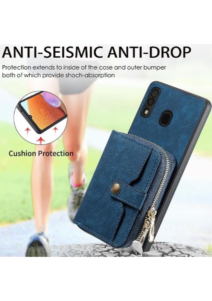 Samsung Galaxy A30/A20 Fermuar Kapatma 7 Kart Yuvaları Premium Standı (Yurt Dışından)
