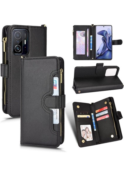 Xiaomi 11T/11T Pro 5g Fermuar Cüzdan Manyetik Pu Deri Flip Case (Yurt Dışından)