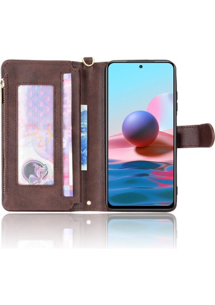 Xiaomi Redmi Not 10 4g Fermuar Cüzdan Manyetik Pu Deri Flip Case (Yurt Dışından)