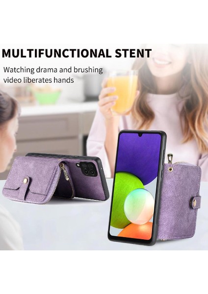 Samsung Galaxy A22 4g Premium Deri Fermuar Kapatma Standı 7 Kart (Yurt Dışından) fiyatları