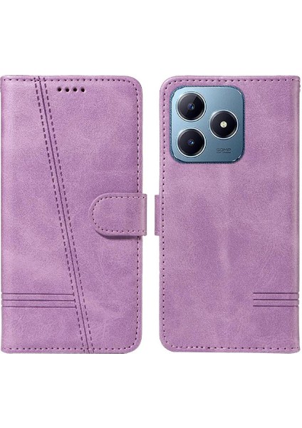 Realme C61 Preslenmiş Pu Deri Ayrılabilir Siyah Bilezik Durumda Için Filp Durumda (Yurt Dışından) modelleri