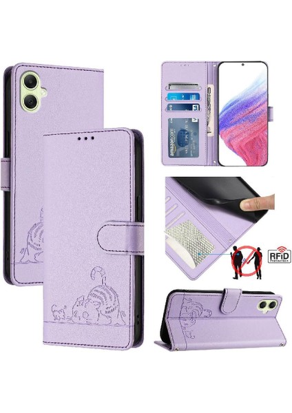Samsung Galaxy A05 4g Kart Yuvası Tutucu Için Kickstand Kedi Rfıd Cüzdan (Yurt Dışından)