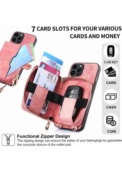 IPhone 14 Için Kılıf Pro Max Ayarlanabilir Kordon Fermuar Kapatma Premium Standı (Yurt Dışından)