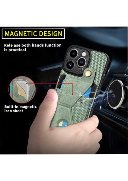 IPhone 14 Için Kılıf Pro Max Cardholder Standı Fonksiyonu Braketi Manyetik (Yurt Dışından)