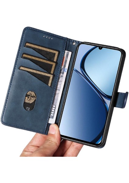 Realme C61 Preslenmiş Pu Deri Ayrılabilir Siyah Bilezik Durumda Için Filp Durumda (Yurt Dışından) fiyatları