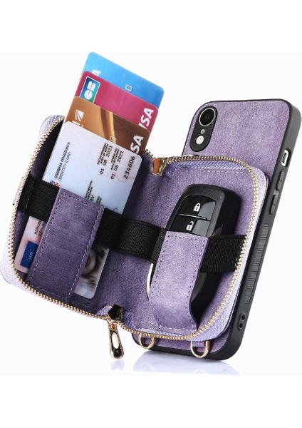 IPhone Xr Premium Deri Fermuar Kapatma Ayarlanabilir Kordon 7 (Yurt Dışından)