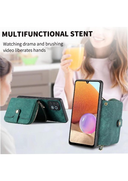 Samsung Galaxy A32 4g Fermuar Kapatma Ayarlanabilir Kordon 7 Kart Için Kılıf (Yurt Dışından)