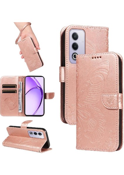 Oppo A3 Pro 5g Için Flip Case Ayrılabilir El Kayışı ile Kabartmalı Kelebek (Yurt Dışından)