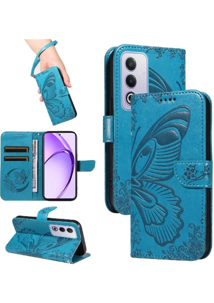 Oppo A3 Pro 5g Için Flip Case Ayrılabilir El Kayışı ile Kabartmalı Kelebek (Yurt Dışından)