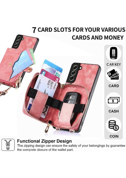Samsung Galaxy S21 Fe Ayarlanabilir Kordon 7 Kart Yuvaları Için Kılıf Standı (Yurt Dışından)