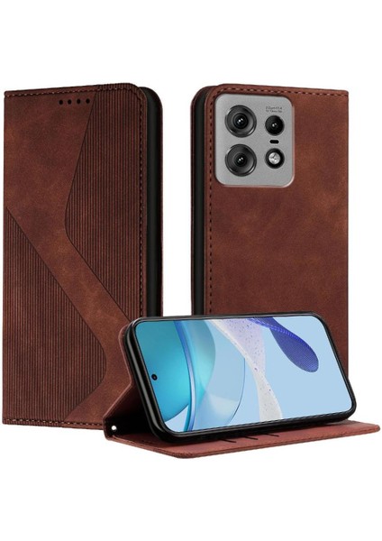 Motorola Moto Kenar 50 Pro Manyetik Cüzdan Kickstand Pu Deri Kılıf (Yurt Dışından)