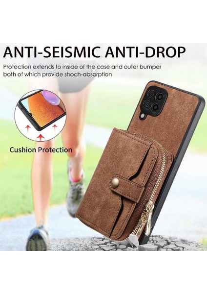 Samsung Galaxy A22 4g Premium Deri Fermuar Kapatma Standı 7 Kart (Yurt Dışından) fırsatları